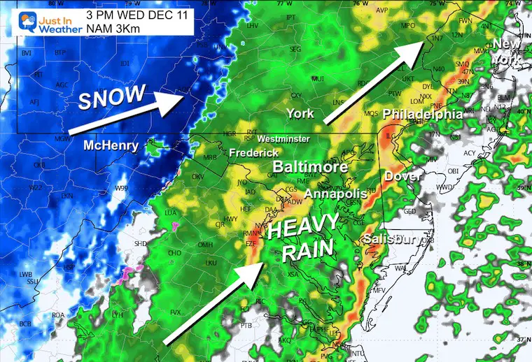 December 10 weather rain radar Wednesday afternoon