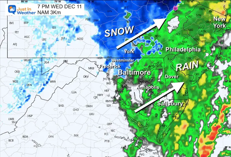 December 10 weather rain radar Wednesday evening