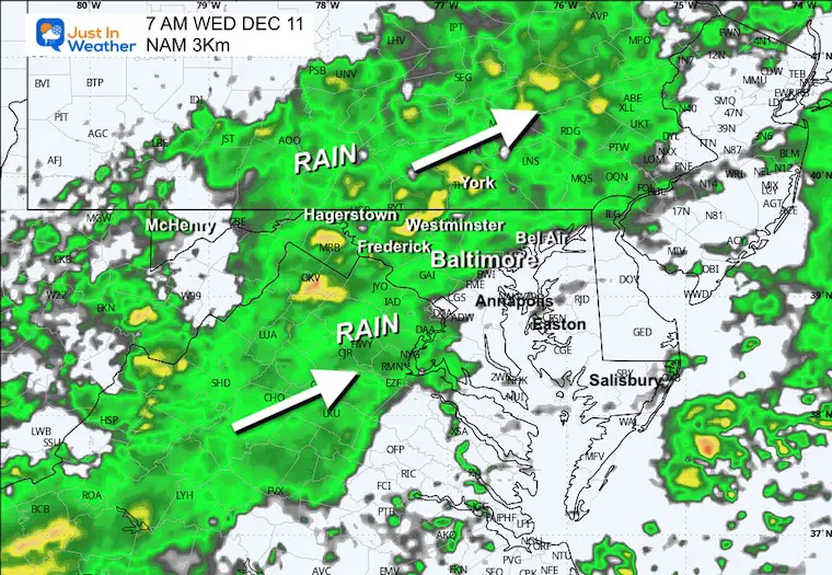 December 10 weather radar forecast Wednesday morning