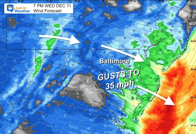 December 10 weather wind Wednesday afternoon