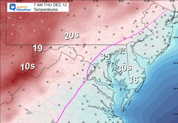 December 11 weather temperatures Thursday morning