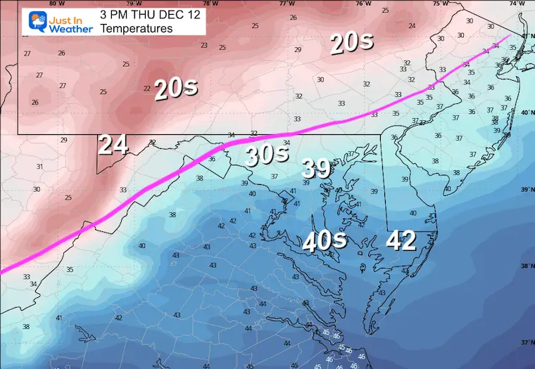 December 11 weather temperatures Thursday afternoon