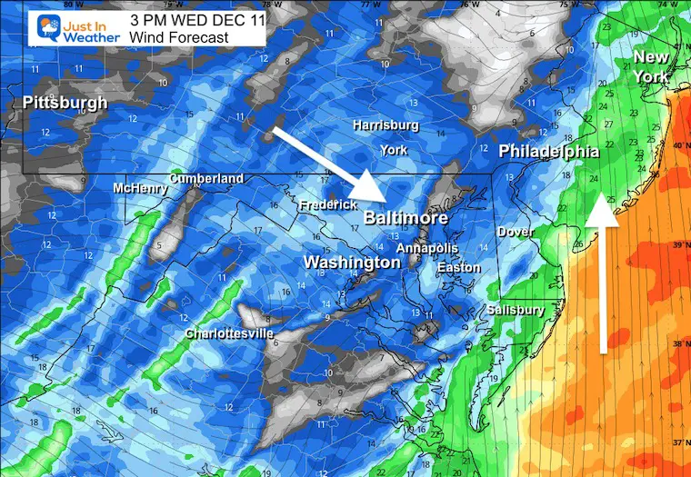 December 11 weather radar wind Wednesday afternoon