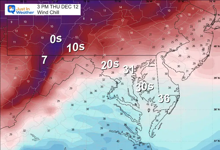 December 12 weather forecast wind chills Thursday afternoon