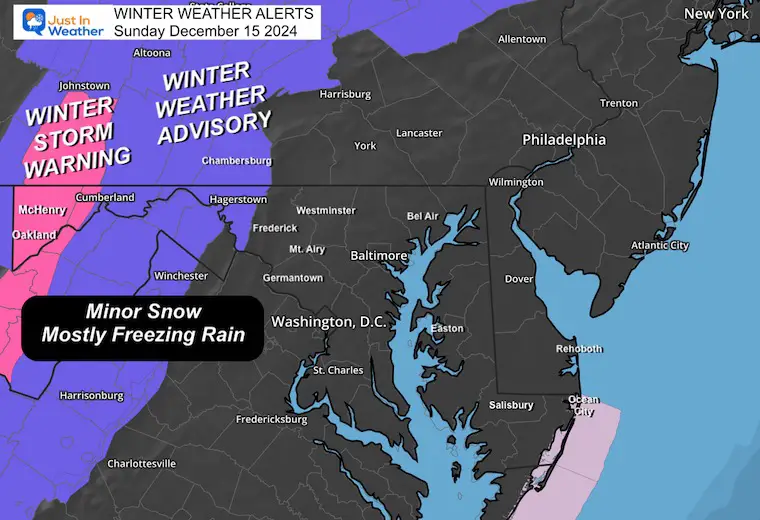 December 14 Winter Weather Advisory and Storm Warning Sunday