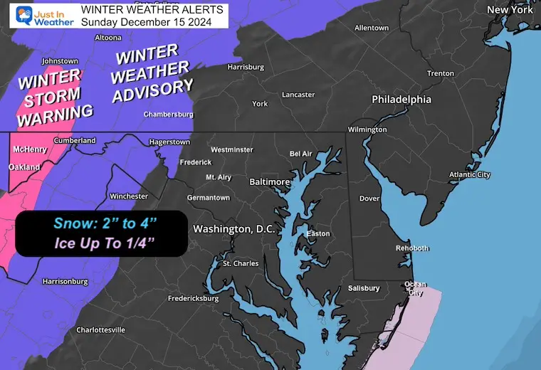 December 15 winter weather advisory warning Sunday