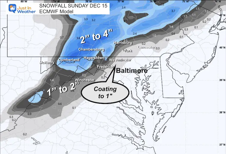 December 15 snow forecast ECMWF