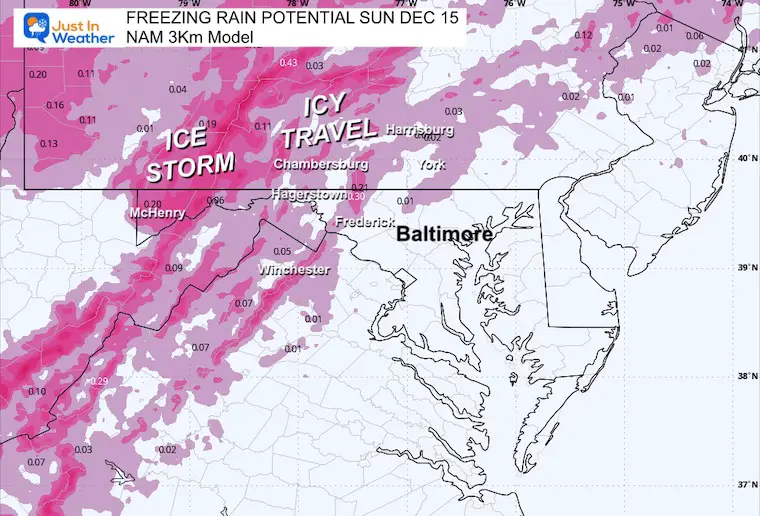 December 14 weather freezing rain ice forecast Sunday