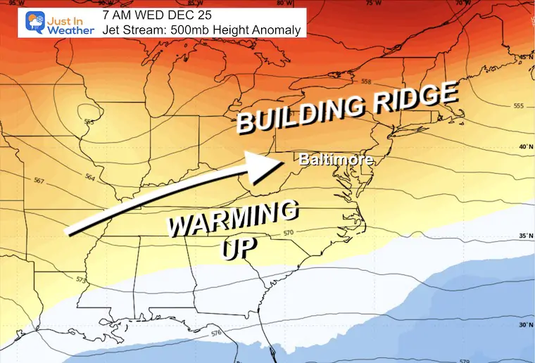 December 17 weather jet stream forecast Christmas warmer