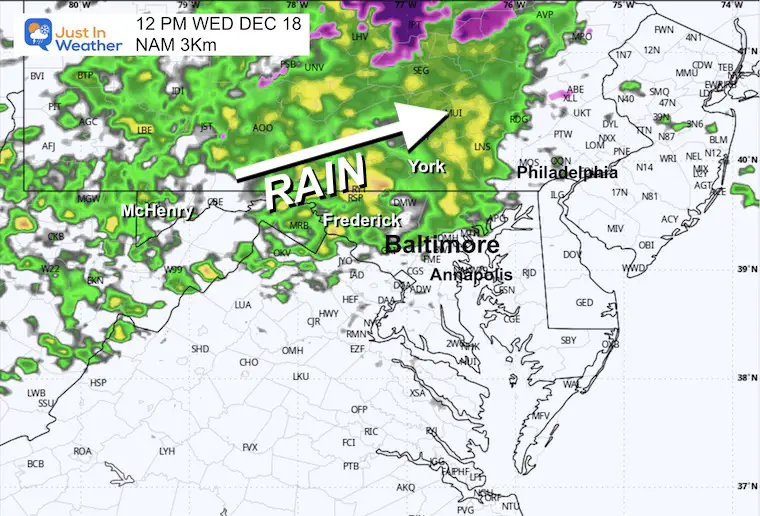 December 17 weather radar rain Wednesday noon