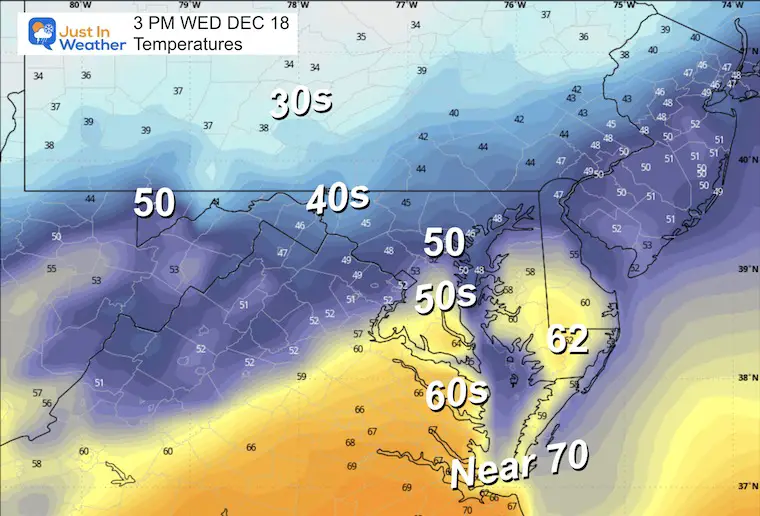 December 17 weather temperatures Wednesday afternoon