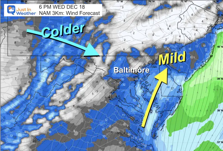 December 17 weather wind Wednesday evening