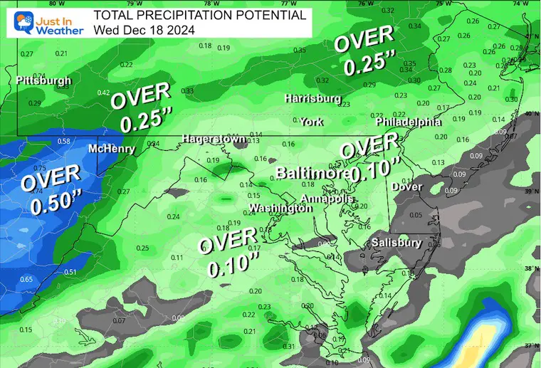 December 18 weather forecast rainfall total