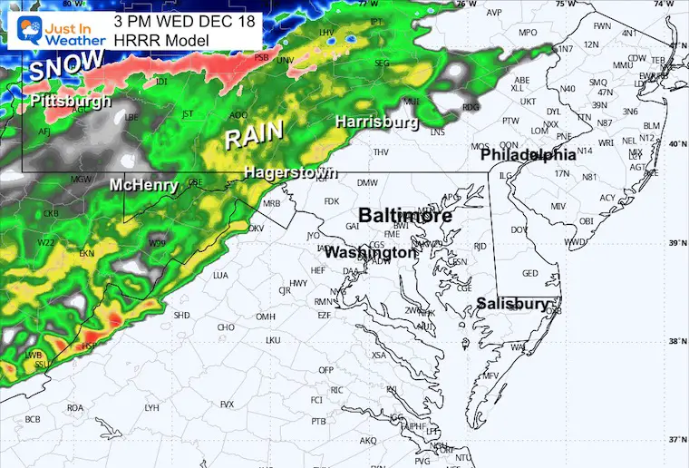 December 18 weather radar forecast rain snow afternoon