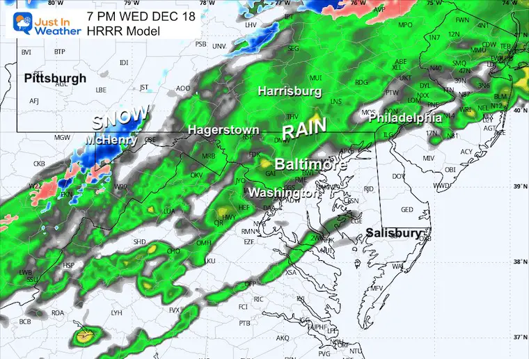 December 18 weather radar forecast rain snow evening