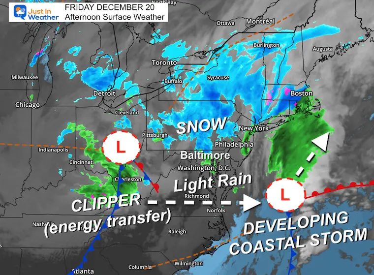 December 20 weather snow Friday afternoon