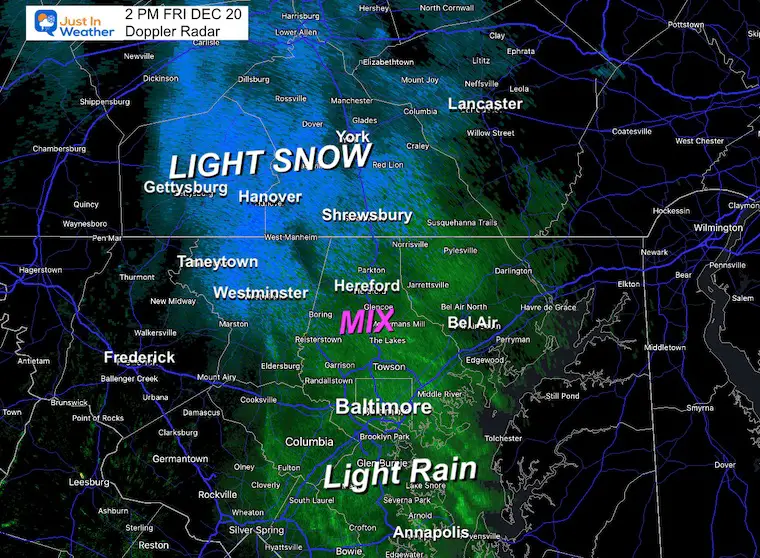 December 20 weather snow radar Friday afternoon