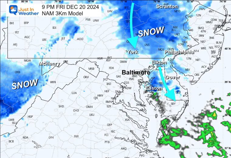 December 20 weather snow forecast radar Friday night