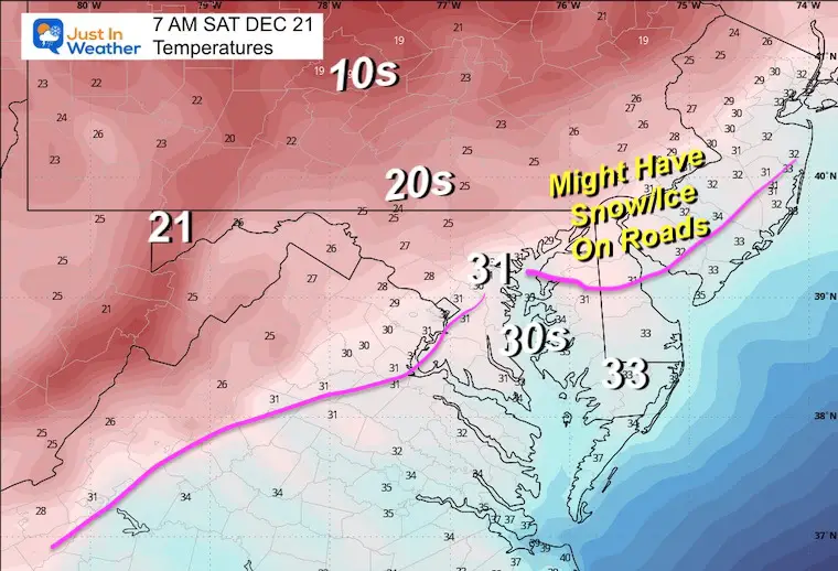 December 20 weather temperatures freezing Saturday morning