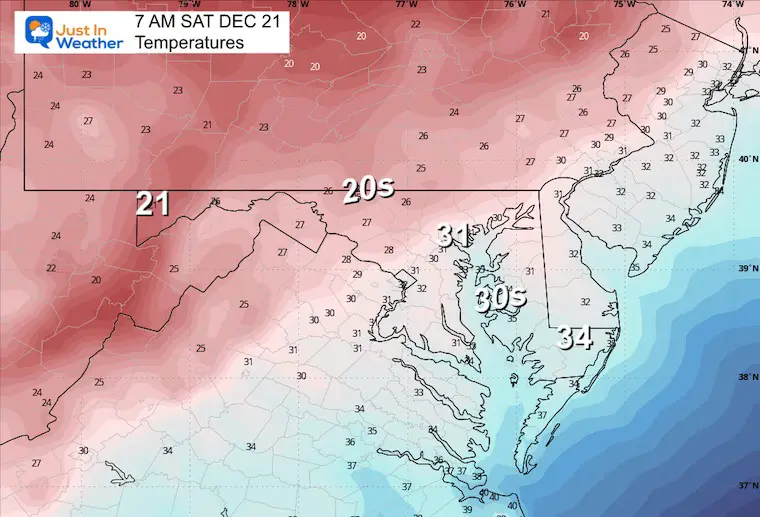 December 20 weather temperatures Saturday morning