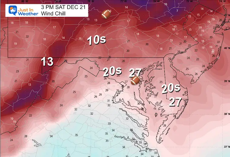 December 20 weather wind chill forecast Saturday afternoon