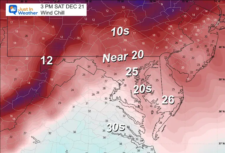 December 20 weather wind chill Saturday afternoon