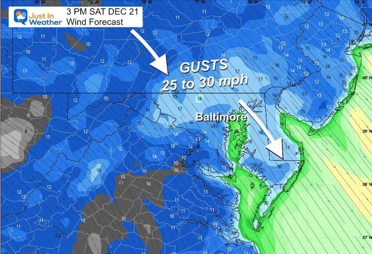 December 20 weather wind forecast Saturday afternoon