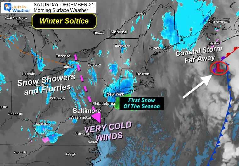 December 21 weather Saturday morning winter solstice