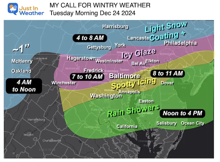 December 24 my call for ice timing and snow