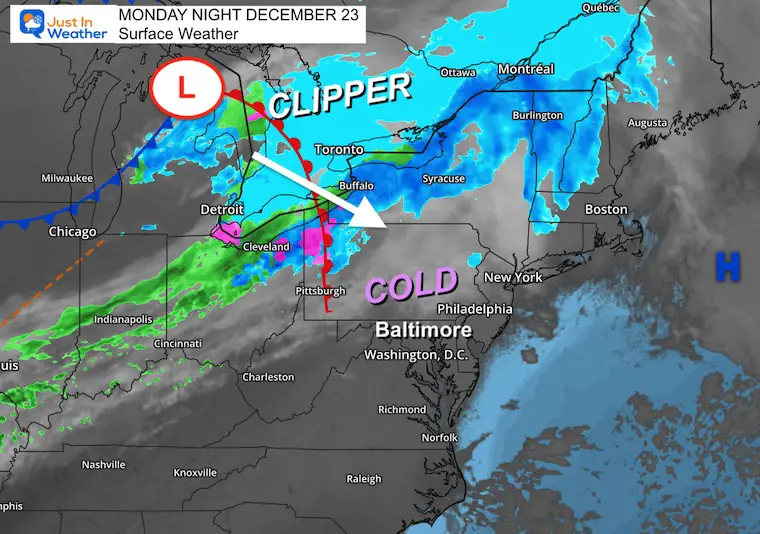 December 23 weather storm snow ice Monday night