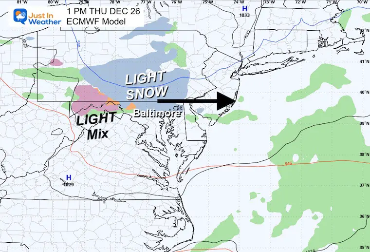 December 23 weather snow Thursday