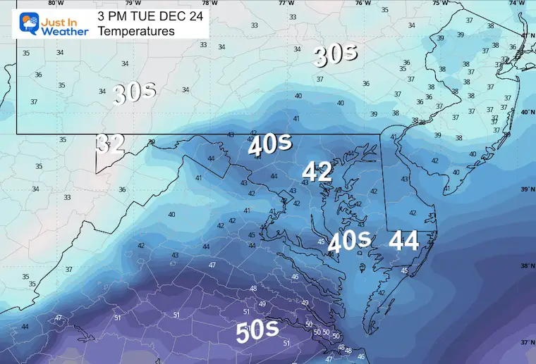 December 23 weather temperatures Tuesday afternoon