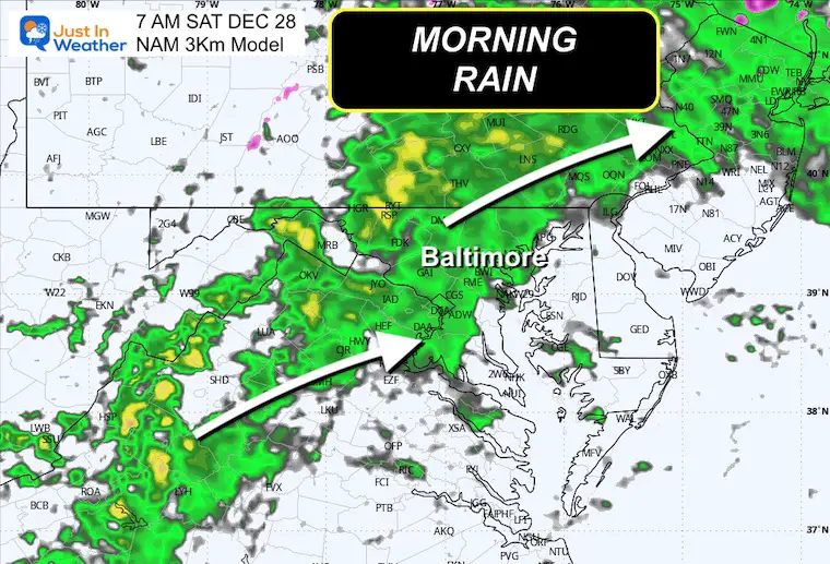 December 27 weather rain Saturday morning