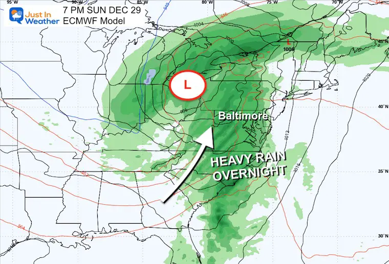 December 27 weather rain Sunday night