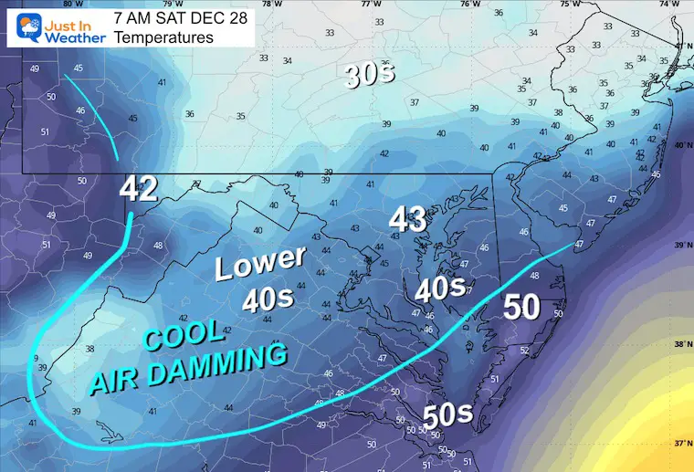 December 27 weather temperatures Saturday morning