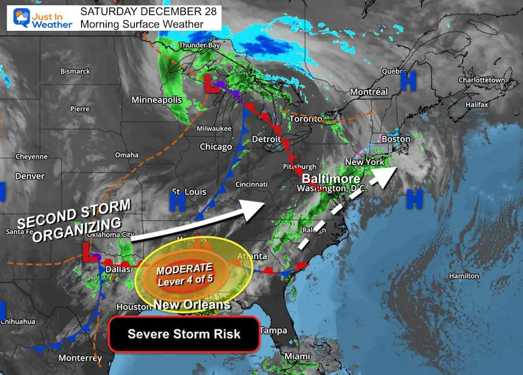 December 28 Weekend Rain May Include Thunder With Tornado Outbreak In The Deep South