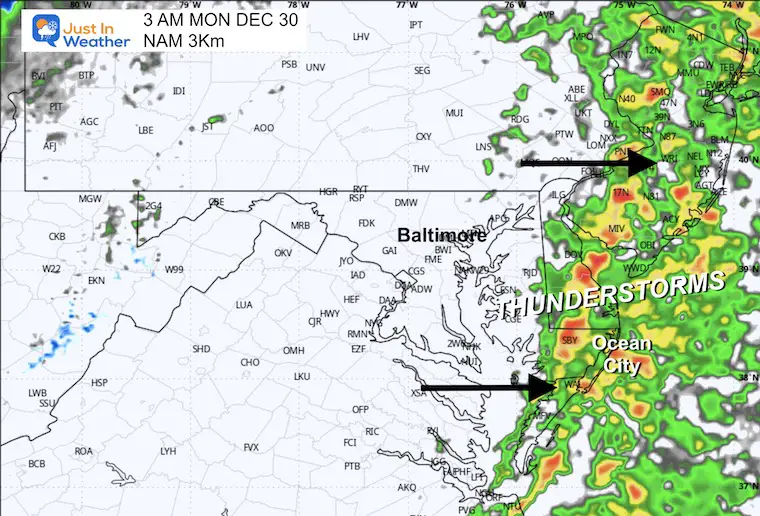 December 29 weather rain thunderstorm early Monday