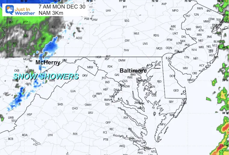 December 29 weather Monday morning snow