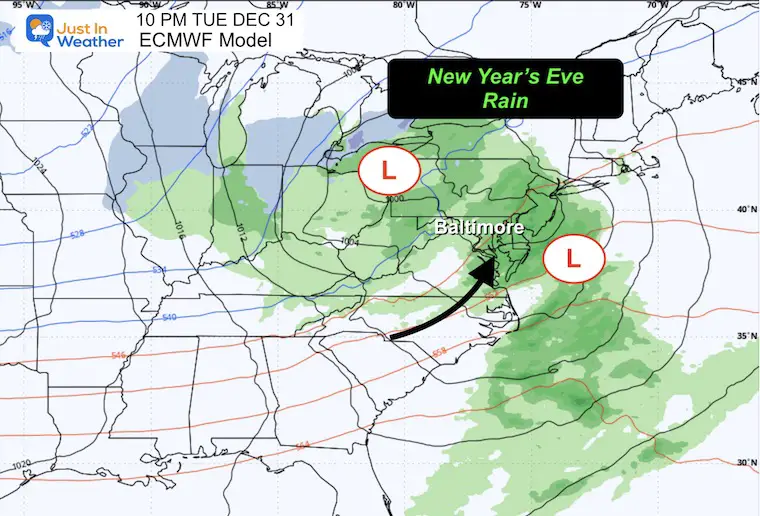 December 29 weather forecast New Years Eve Rain