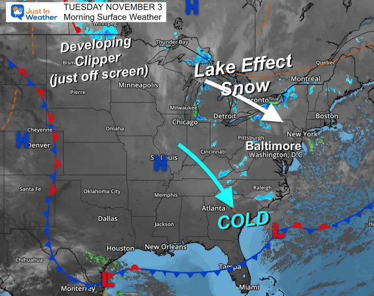 December 3 weather Tuesday morning