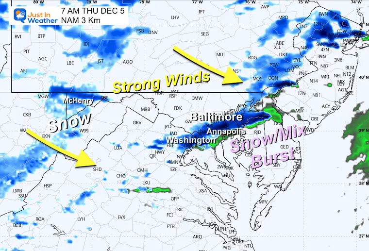 December 3 weather snow radar Thursday morning