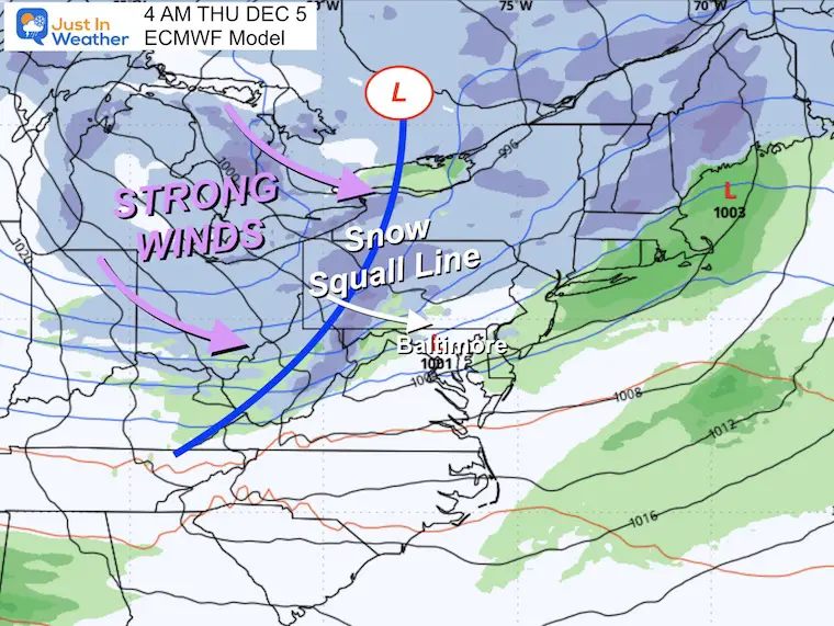 December 3 weather snow clipper Wednesday night