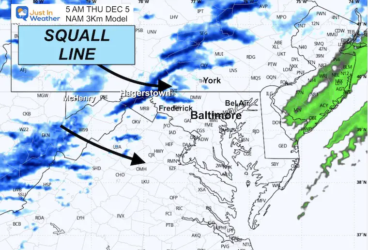 December 3 weather snow radar forecast Thursday 5 AM