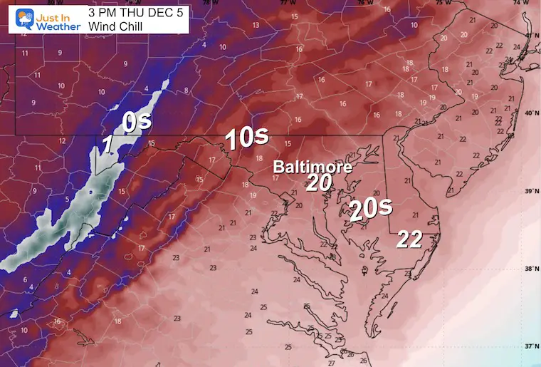 December 3 weather wind chill Thursday afternoon