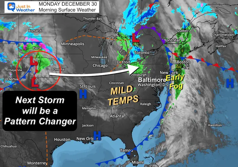 December 30 weather Monday morning