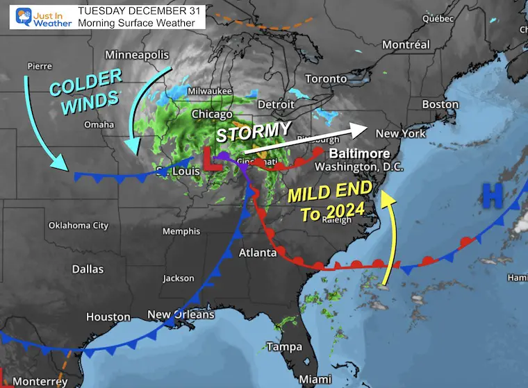 December 31 weather Tuesday Morning New Years Eve