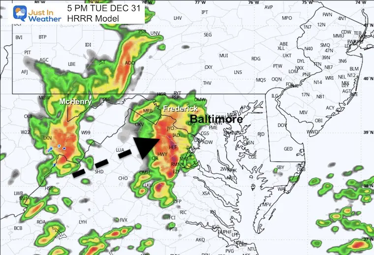 December 31 weather forecast radar New Years Eve 5 PM