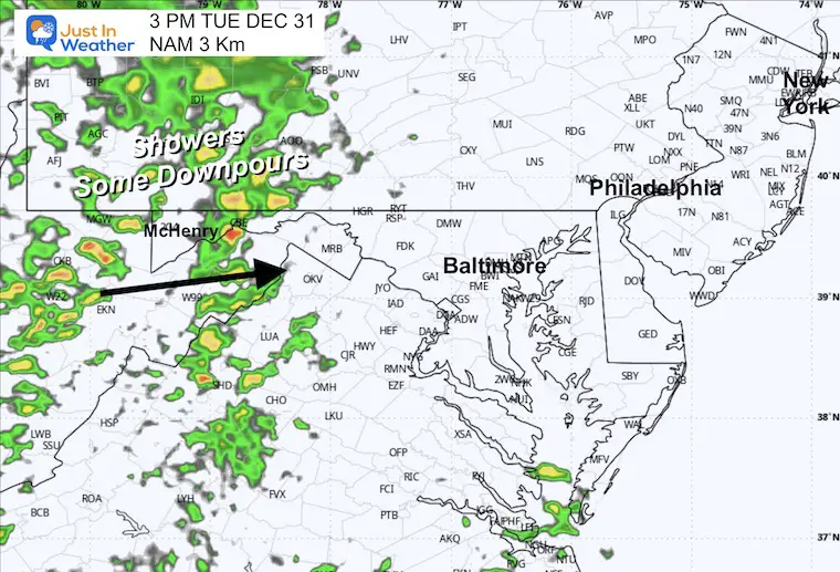 December 31 weather forecast radar rain New Years Eve Afternoon