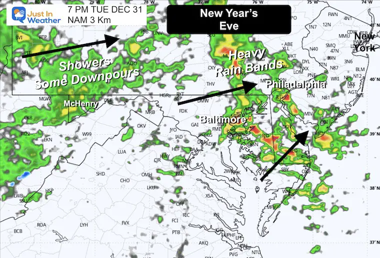 December 31 weather forecast radar rain New Years Evening