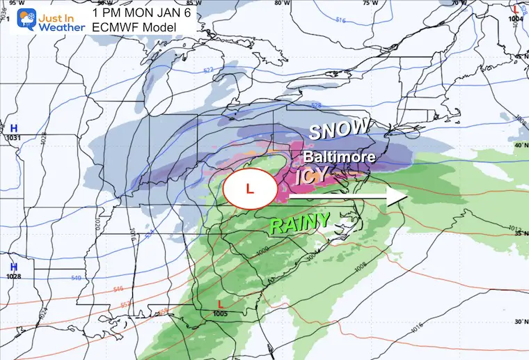 December 31 weather forecast snow Monday